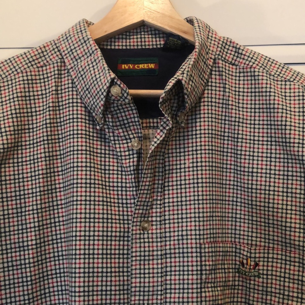 90s Ivy Crew Plaid Short Sleeve Button-Down XL